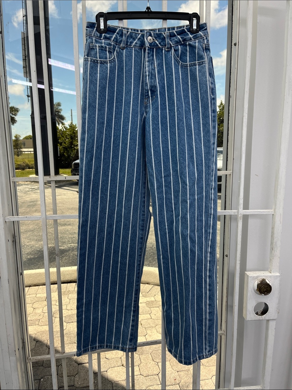Forever 21 Blue Denim Jeans with White Pinstripes